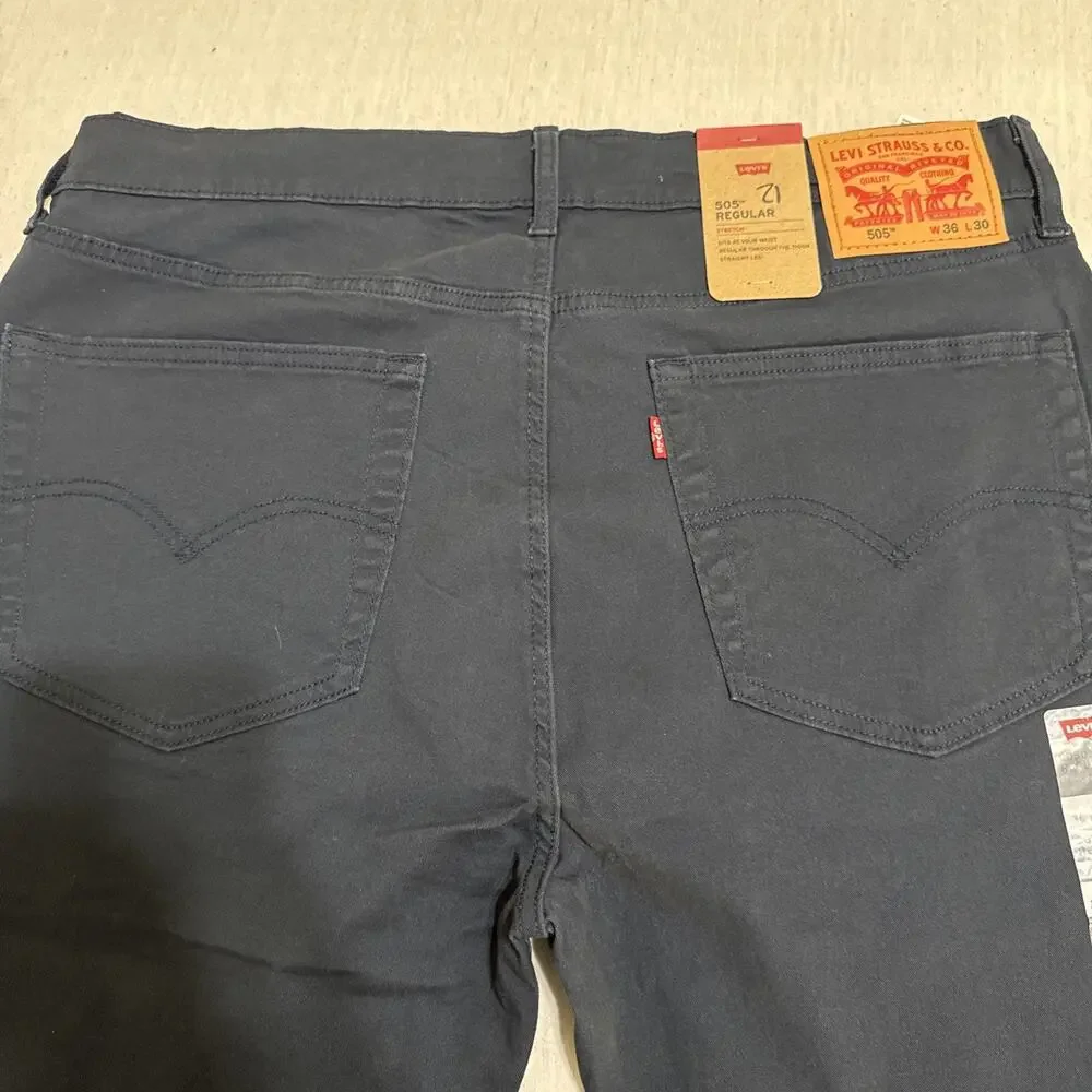 NWT Levi's 505 Regular Pants Men's 36x30 Navy Blue Indigo Straight Casual Work